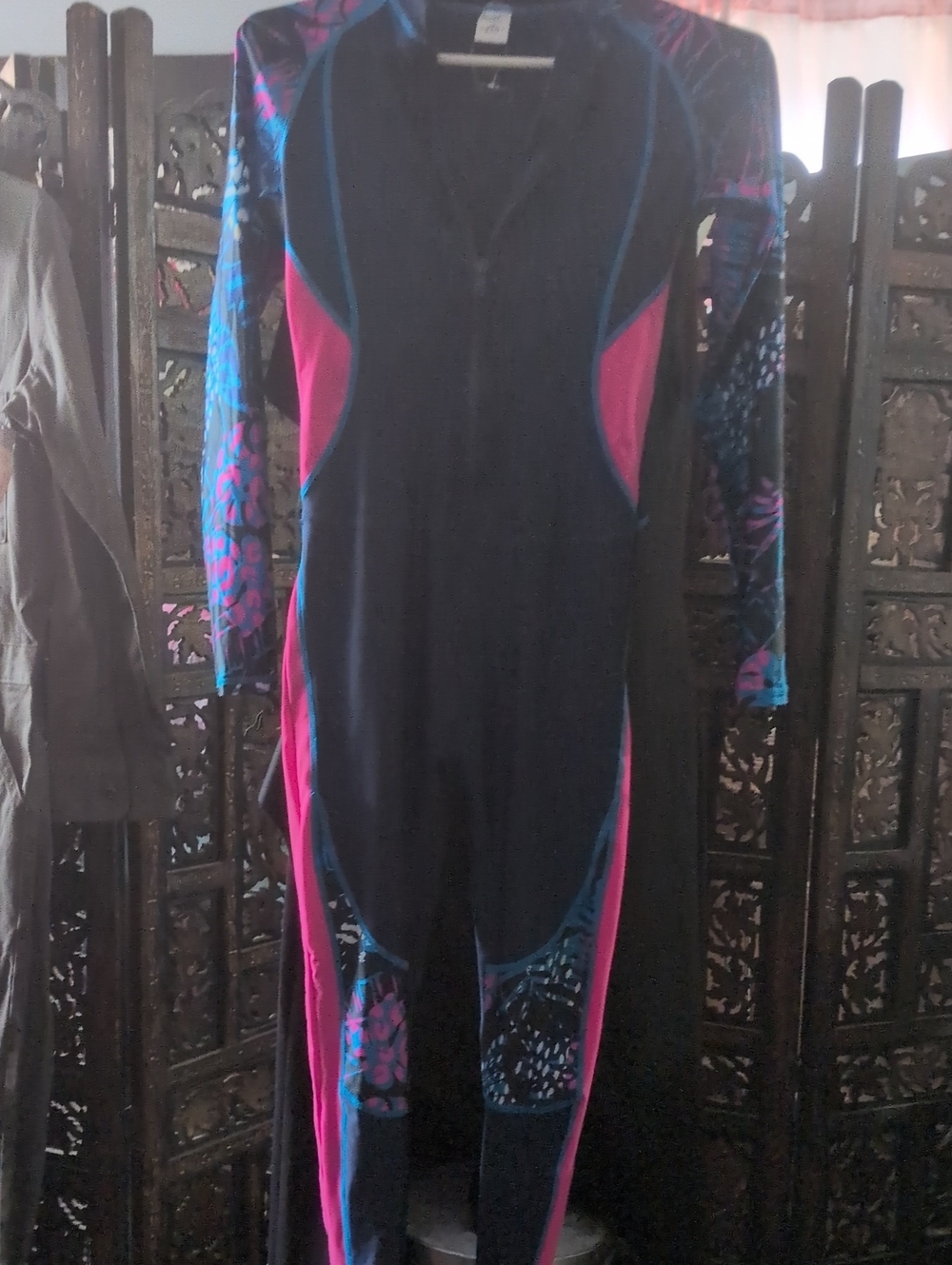 Akaeys Tri-Color Full Body Athletic Suit , Pink & Blue Accents, New Without Tags